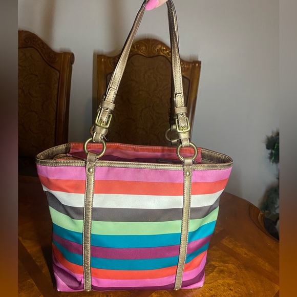 Coach Legacy multi color stripe bag - Picture 5 of 8